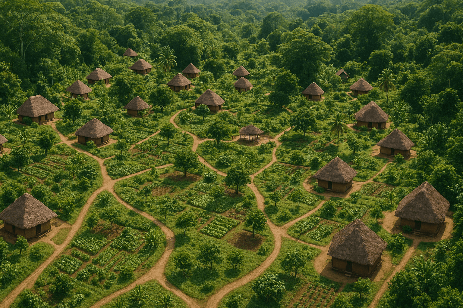 aerial view of a thriving Maroon community